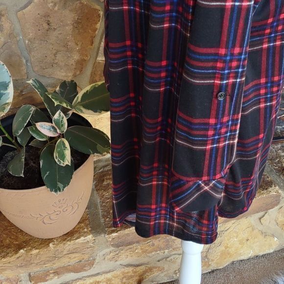 New York Laundry Lightweight Open Drape Front Long Plaid‎ Long Sleeve Top Sz XL - Picture 5 of 14